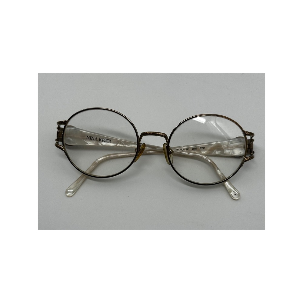 Vintage Nina Ricci Round Eyeglasses Frames Gold Tone Designer Glasses